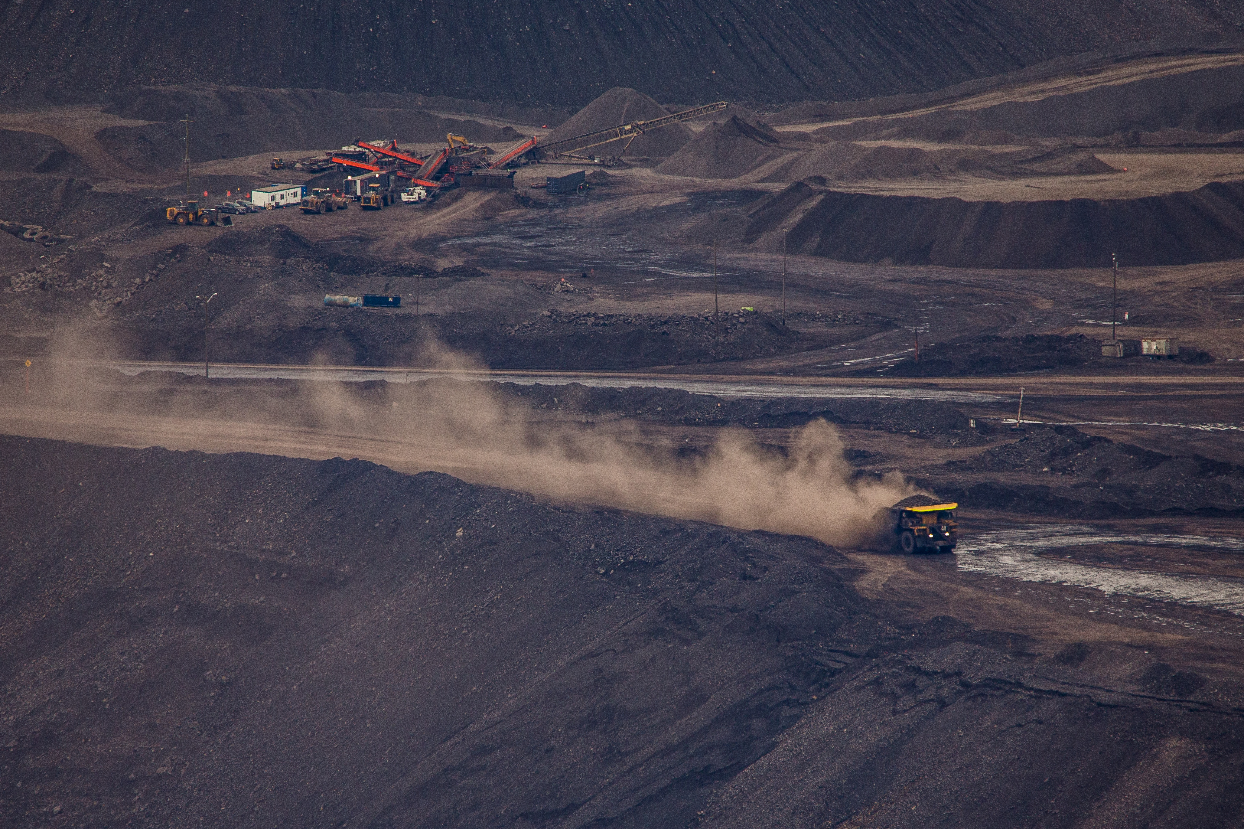 Heavy equipment at work at the Teck Elkford Operations in British Columbia, just west of the Alberta border. (Robson Fletcher/CBC)